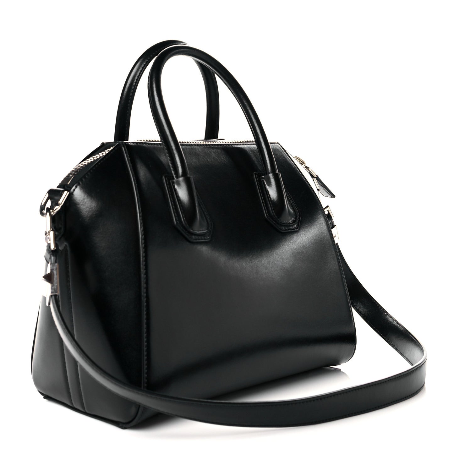Shiny Lord Calfskin Small Antigona Black