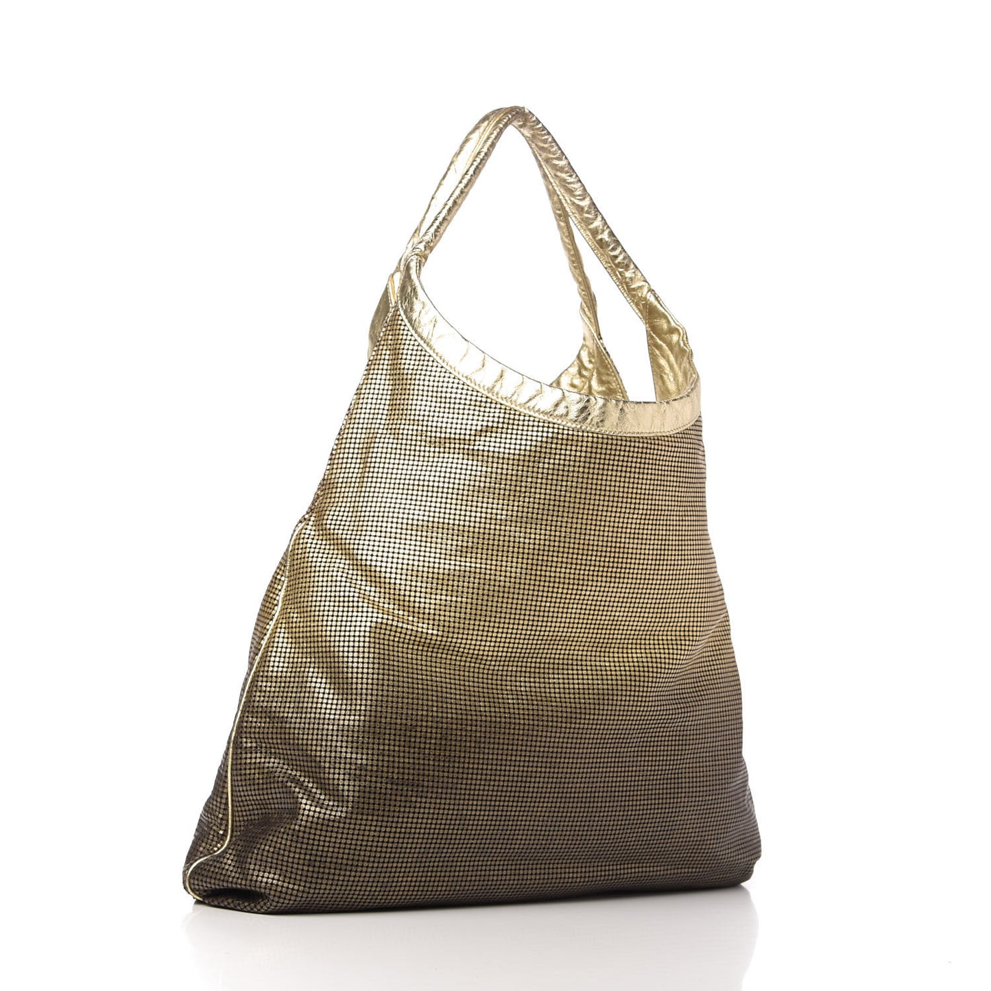 Metallic Perforated Lambskin Hollywood Hobo Gold