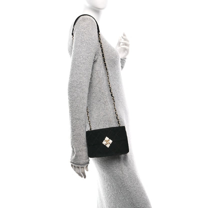 Chanel Velvet Strass Diamond Lock Flap Black 2 of 9