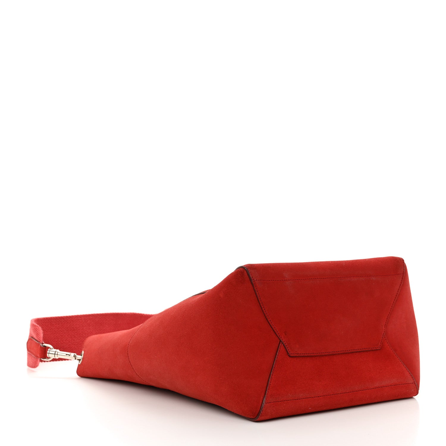 Celine Suede Calfskin Sangle Bucket Bag Red 4 of 11