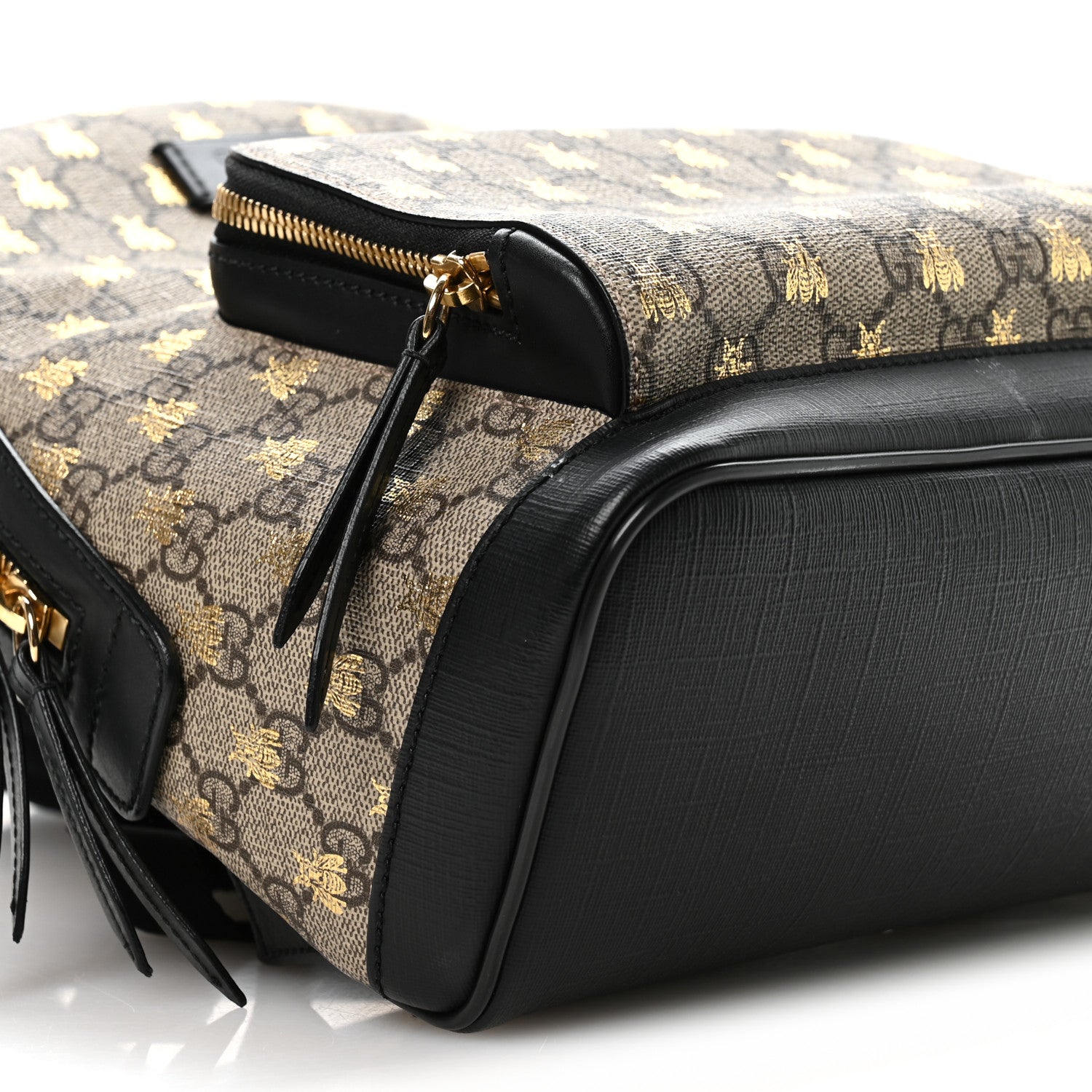 Gucci GG Supreme Monogram Bees Print Small Day Backpack Beige Oro Black 9 of 10