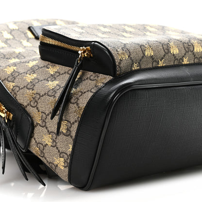 Gucci GG Supreme Monogram Bees Print Small Day Backpack Beige Oro Black 9 of 10