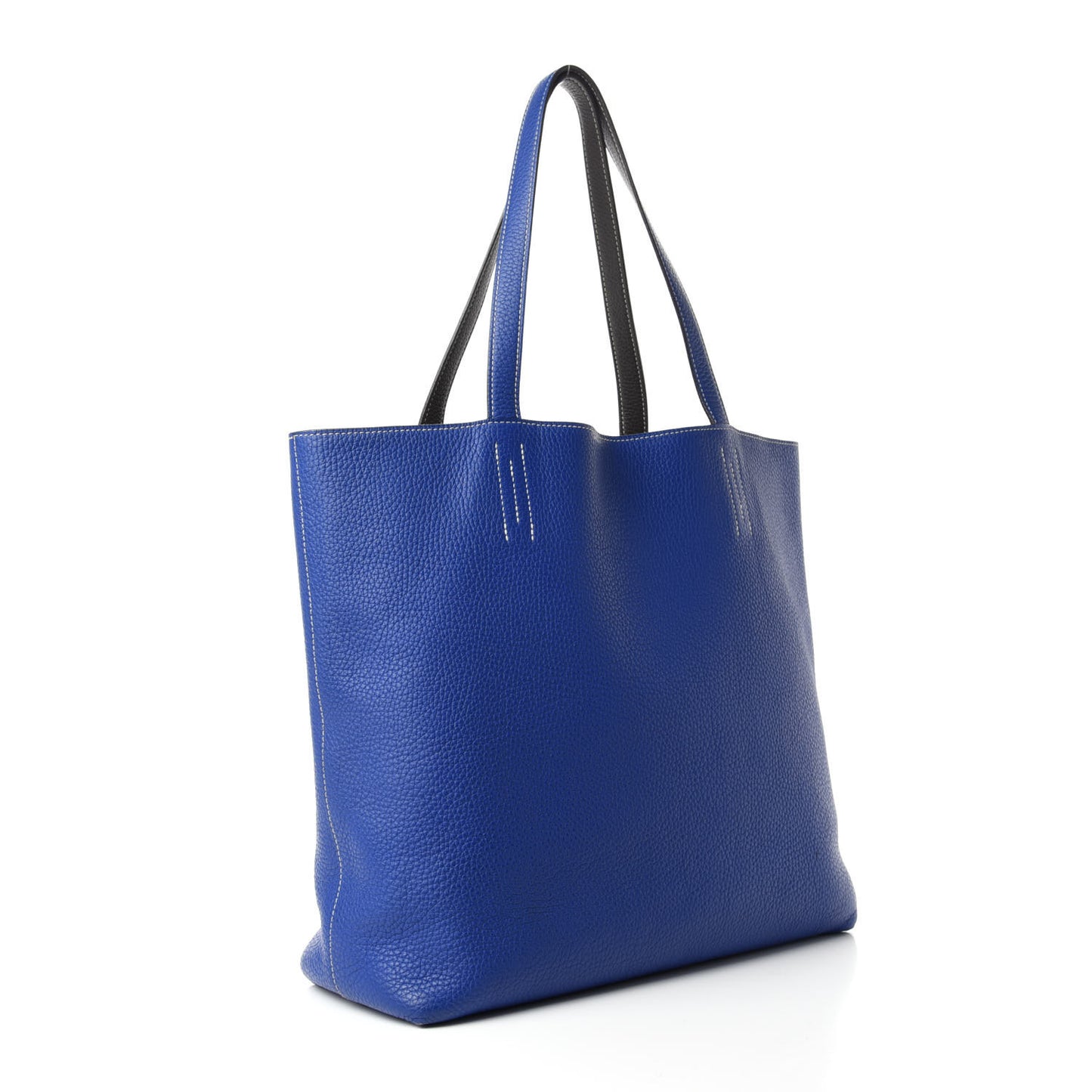 Taurillon Clemence Double Sens 36 Reversible Tote Graphite Bleu Electrique