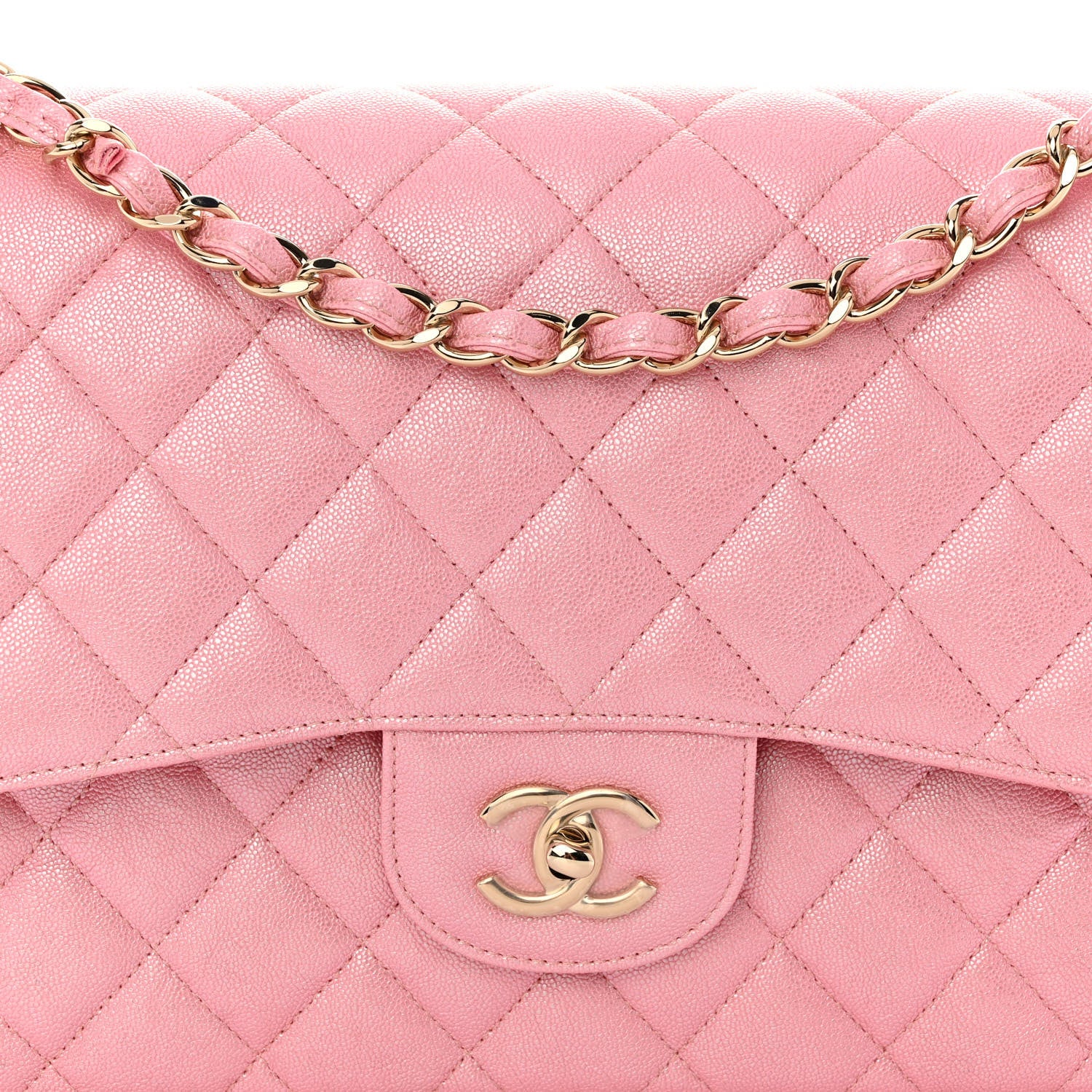 Chanel Iridescent Caviar Quilted Jumbo Double Flap Rose Pink 8 of 11