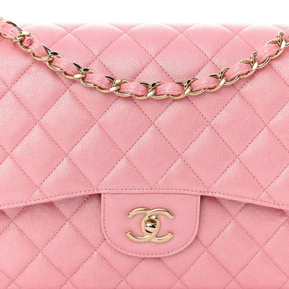 Chanel Iridescent Caviar Quilted Jumbo Double Flap Rose Pink 8 of 11