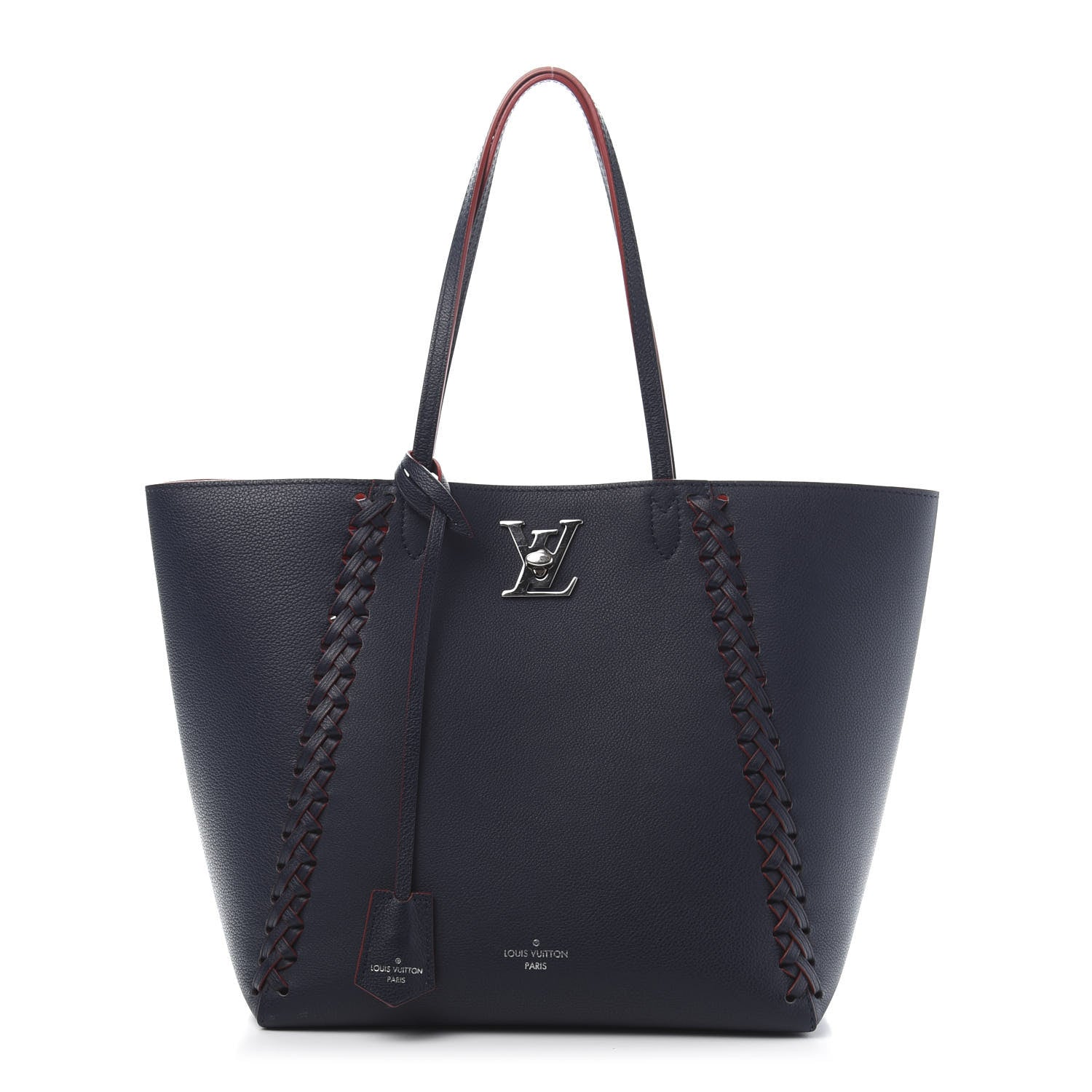 Louis Vuitton Calfskin Braided Lockme Cabas Marine Rouge 1 of 13