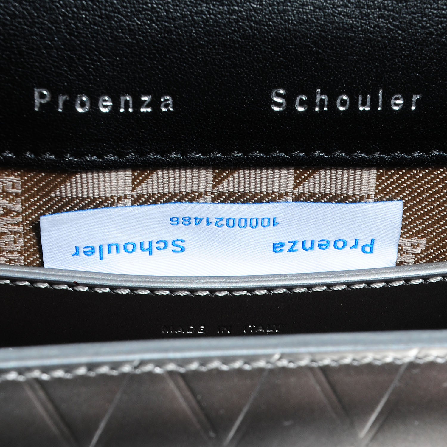Proenza Schouler Diamond Embossed Patent Mini PS11 Classic Shoulder Bag Silver 7 of 8