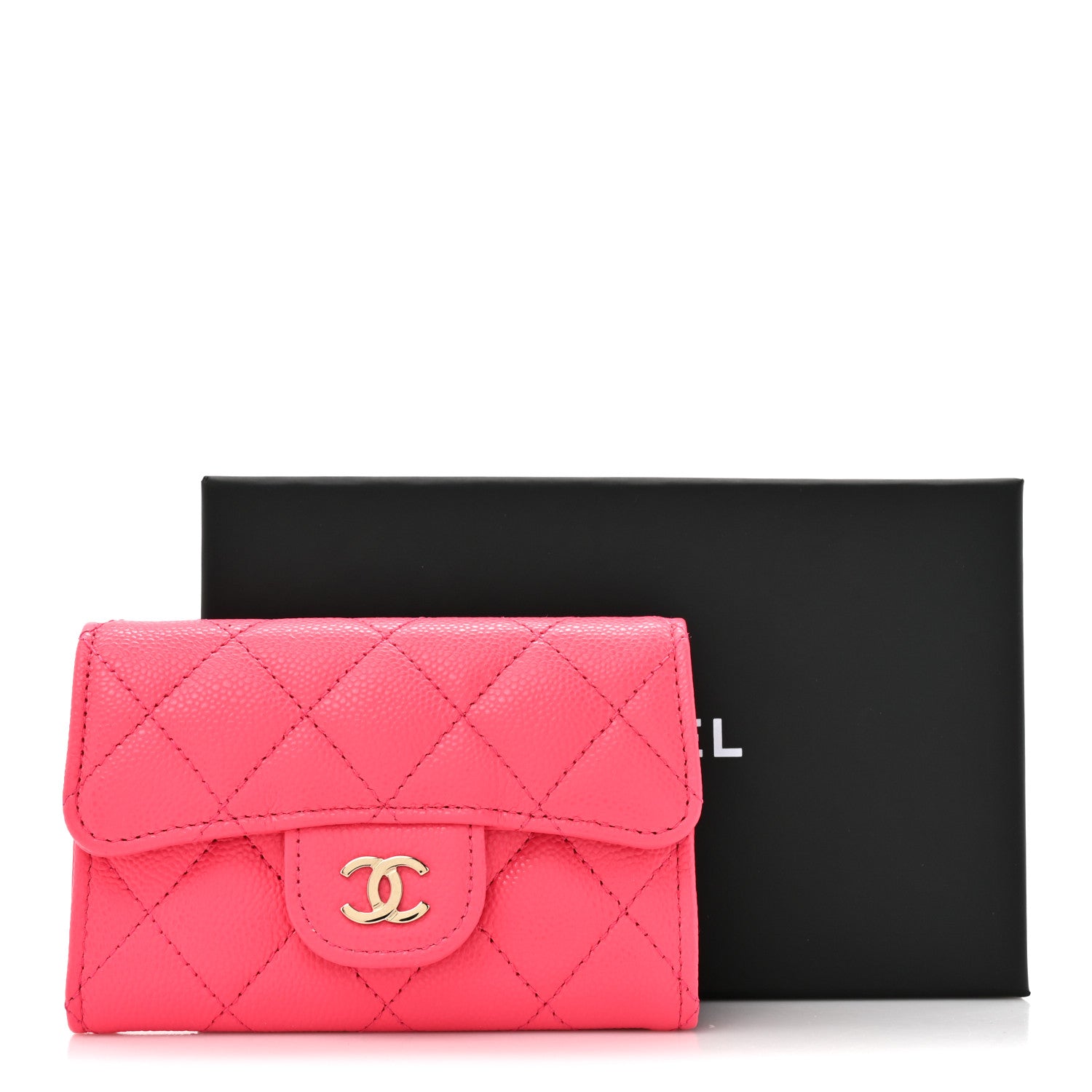 Chanel Caviar Quilted Flap Card Holder Wallet Fuchsia 8 of 8