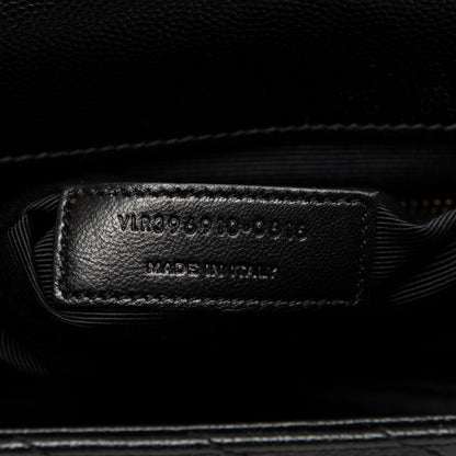 Saint Laurent Grain De Poudre Matelasse Chevron Large Monogram Satchel Black 8 of 8