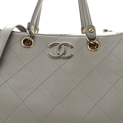 Chanel Bullskin Stitched Large Shopping Bag Grey 8 of 14