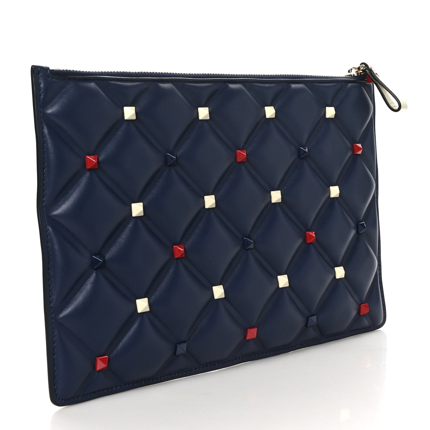 Nappa Candystud Zip Pouch Navy Red White