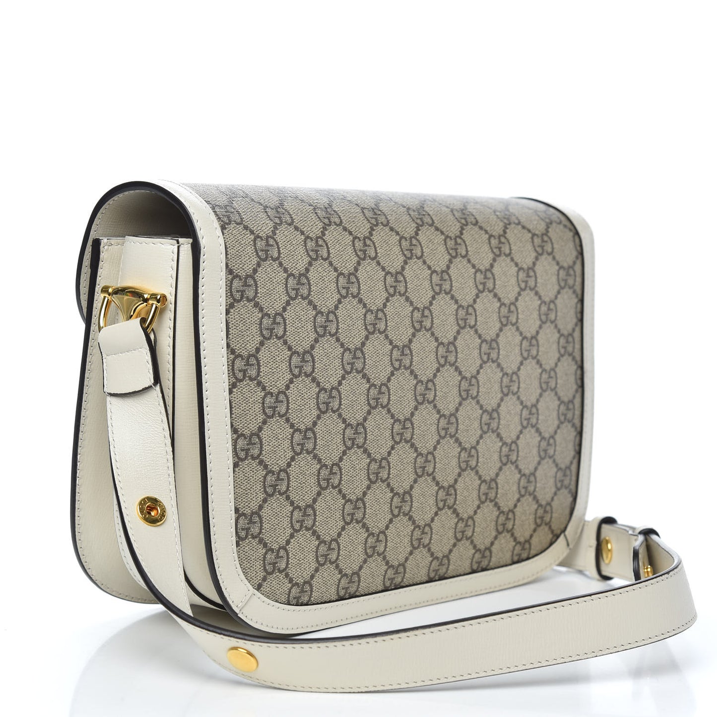 GG Supreme Monogram Horsebit 1955 Shoulder Bag Beige Mystic White