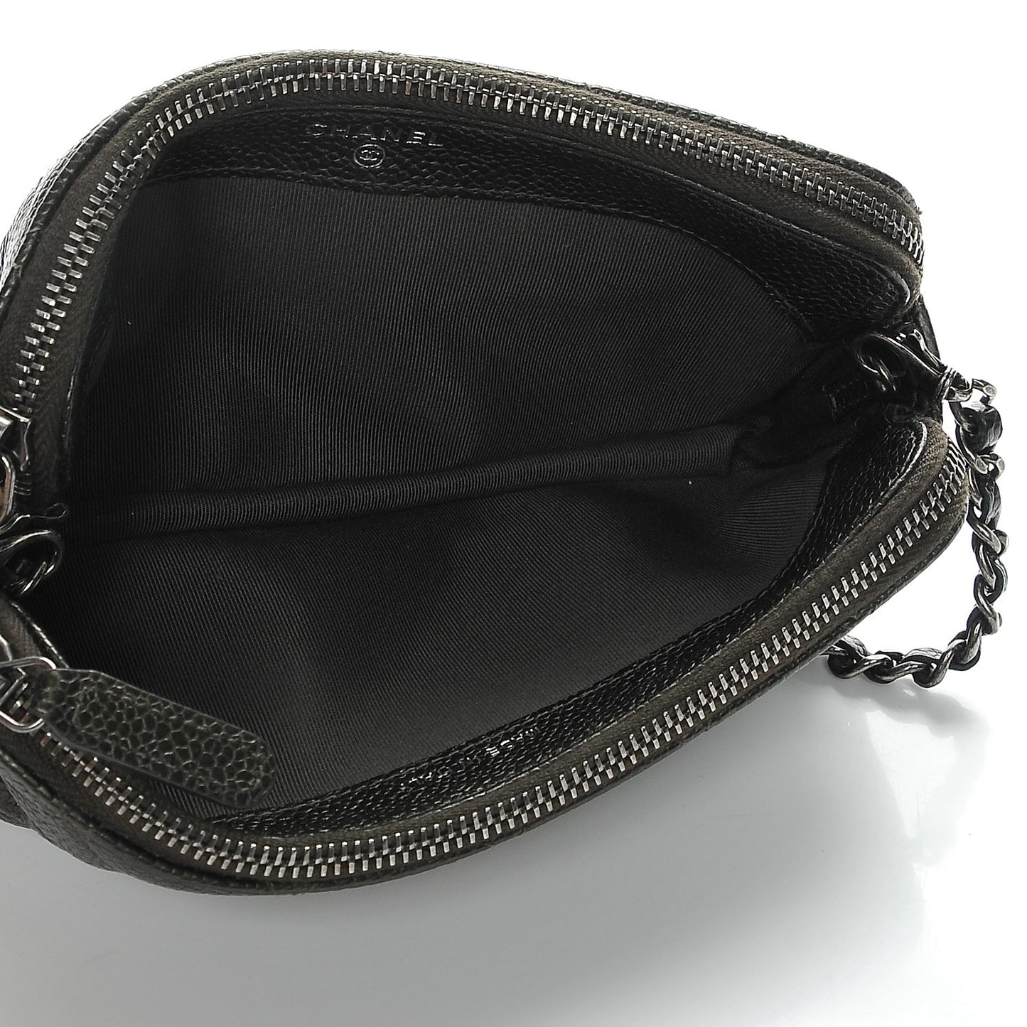Caviar Quilted Small Clutch With Chain Dark Charcoal