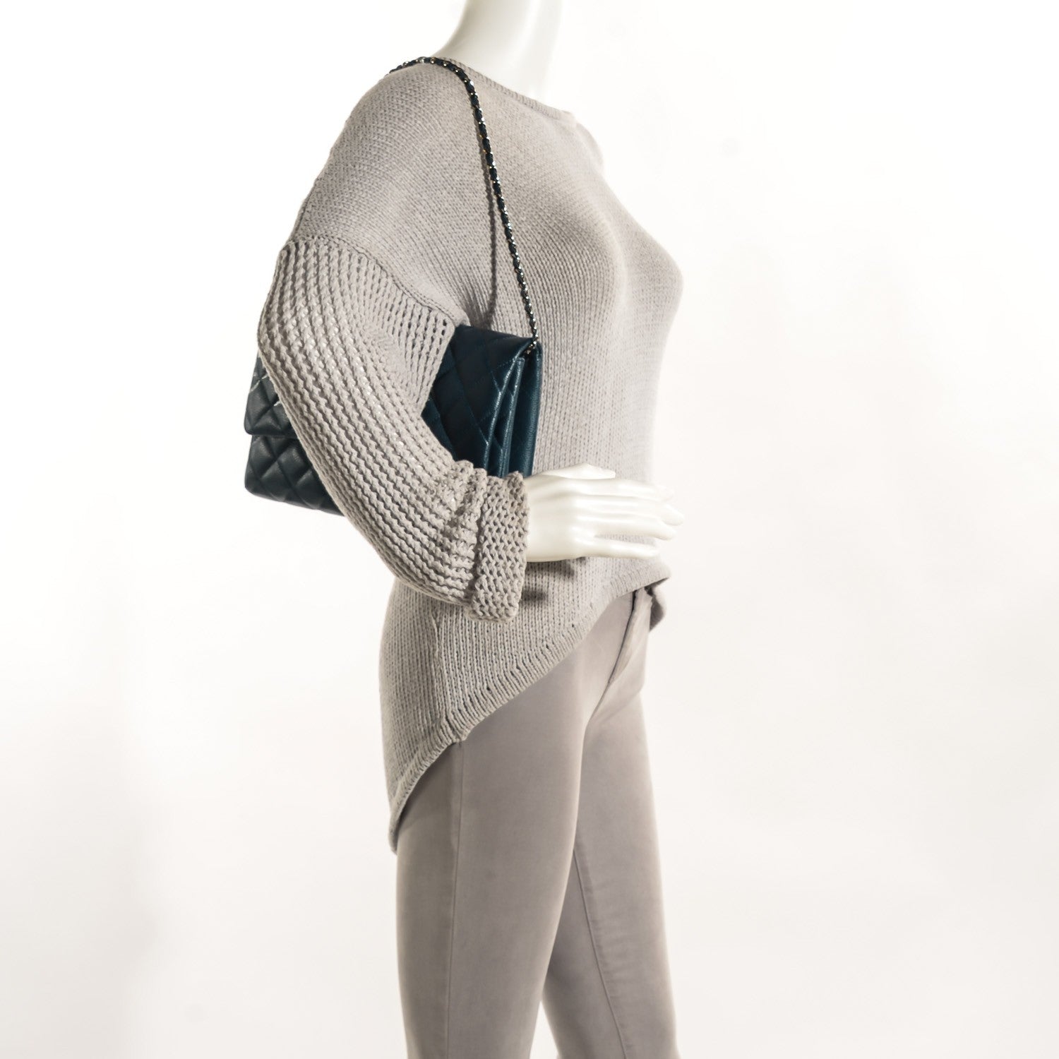 Chanel Caviar Quilted Clutch With Chain Flap Blue 2 of 8