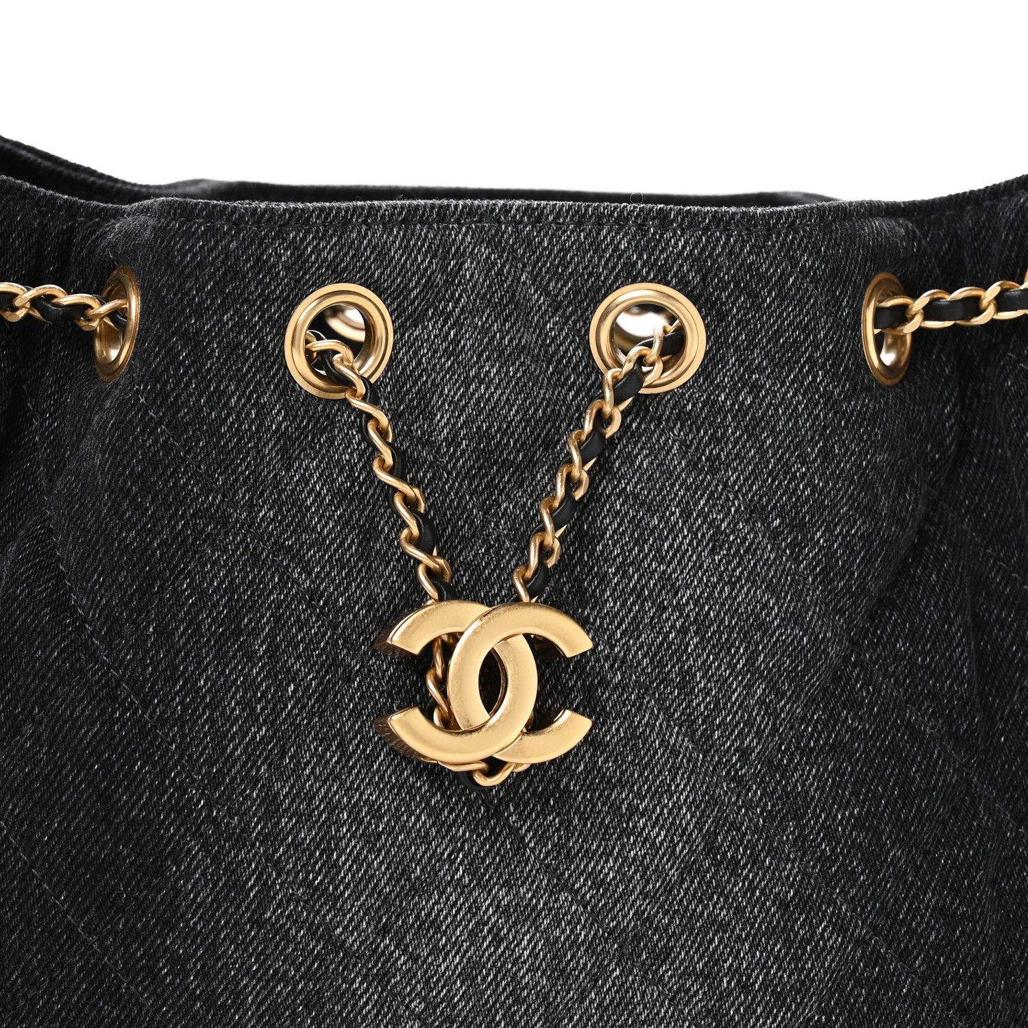 Chanel Washed Denim Quilted Mini Chanel 25 Handbag Black 8 of 11