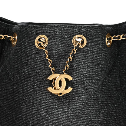 Chanel Washed Denim Quilted Mini Chanel 25 Handbag Black 8 of 11