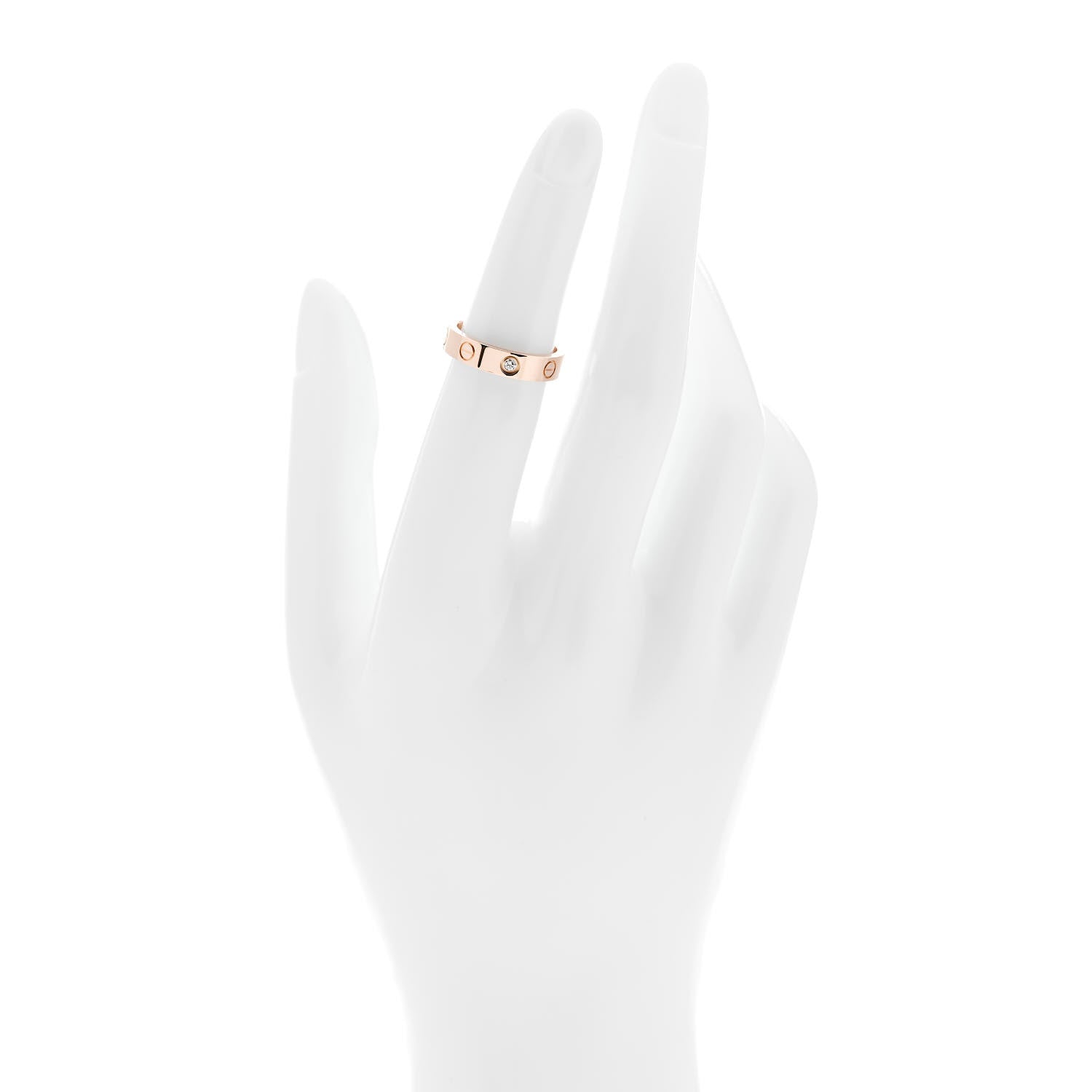 Cartier 18K Pink Gold Diamond 4mm LOVE Wedding Band Ring 49 4.75 2 of 4
