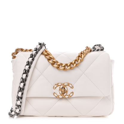 Chanel Lambskin Quilted Medium Chanel 19 Flap White 1 of 10