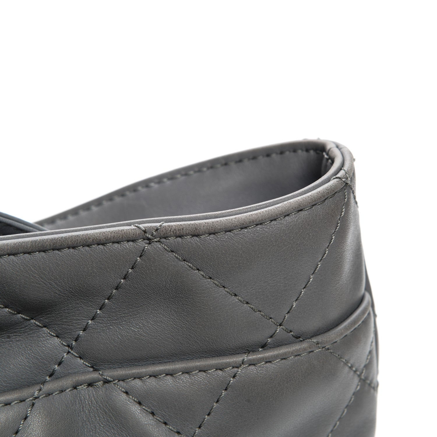 Chanel Calfskin Quilted Large Shopping In Chains Tote Light Grey 10 of 10