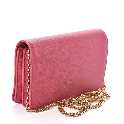 Prada Saffiano Lux Chain Wallet Peonia 3 of 10