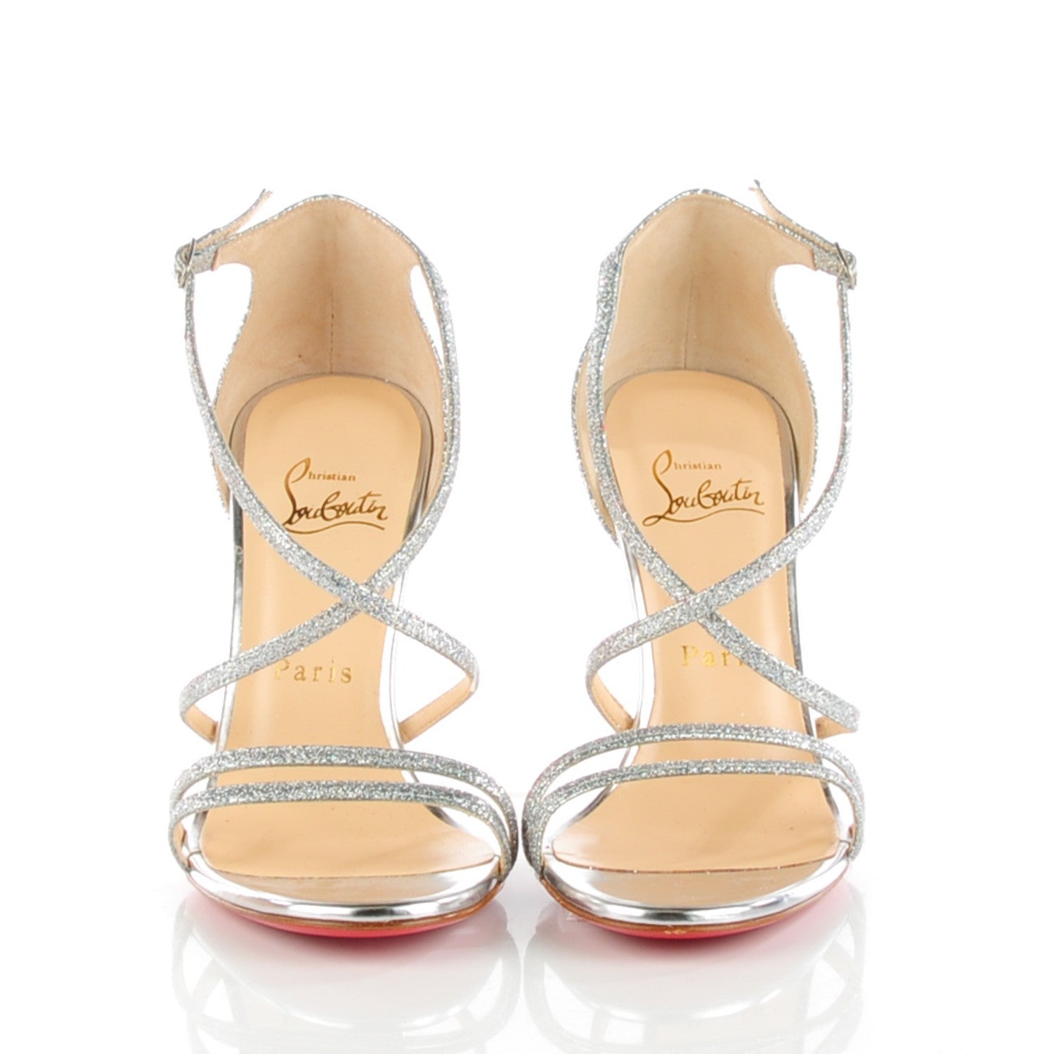 Christian Louboutin Glitter Gwynitta 100 Sandals 36.5 Silver 2 of 8