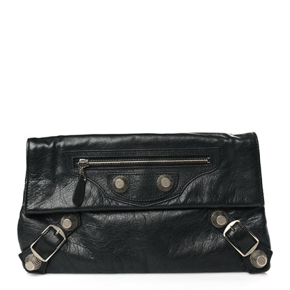 Balenciaga Agneau Giant 21 Silver Hardware Envelope Clutch Black 1 of 8