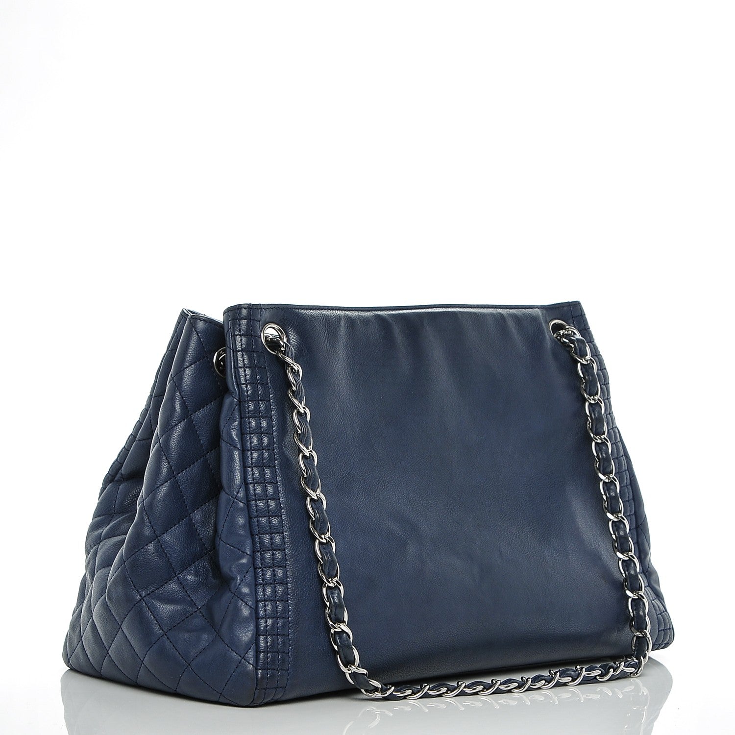 Chanel Calfskin Coco Bengal Open Accordion Tote Blue 3 of 8