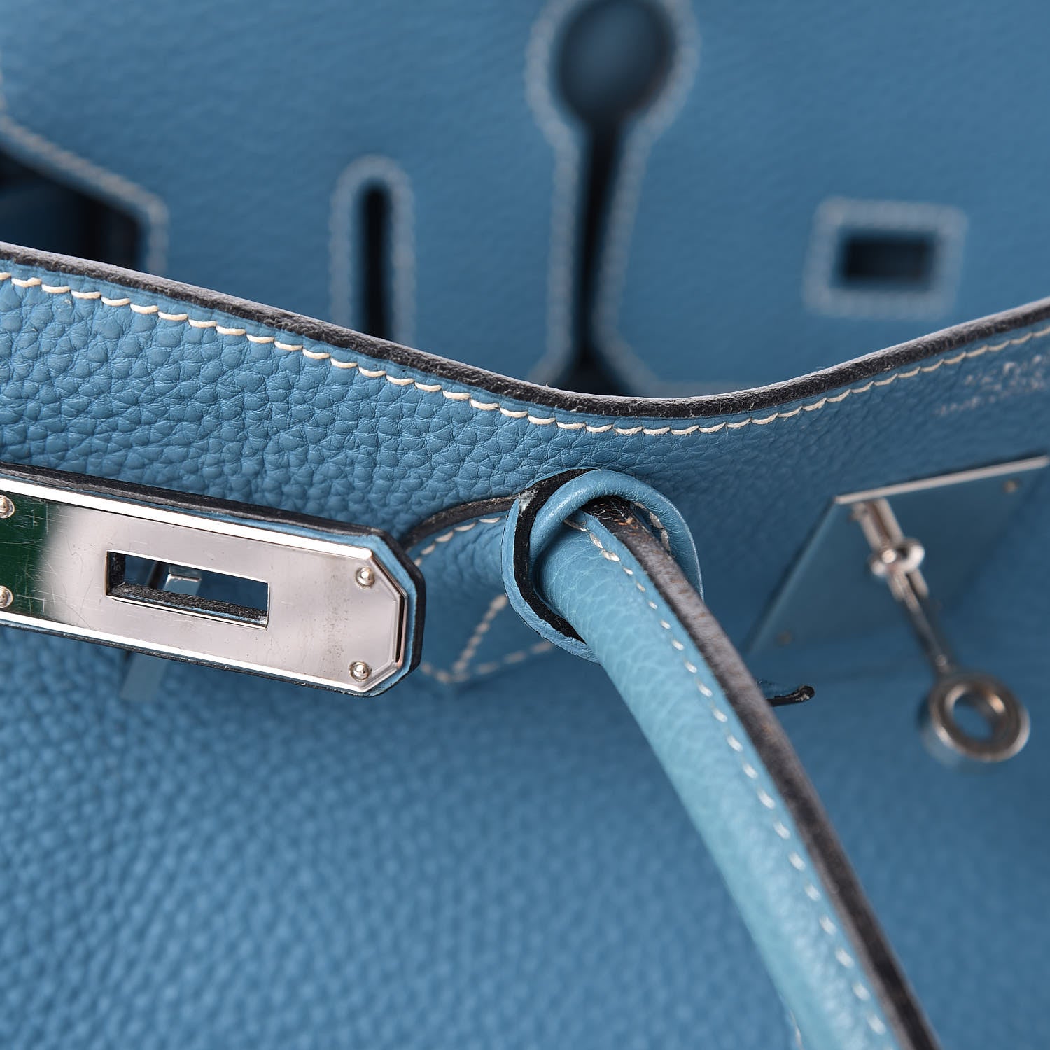 Hermes Taurillon Clemence Birkin 30 Blue Jean 31 of 51