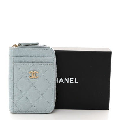 Chanel Caviar Quilted Zip Card Holder Light Blue 8 of 8