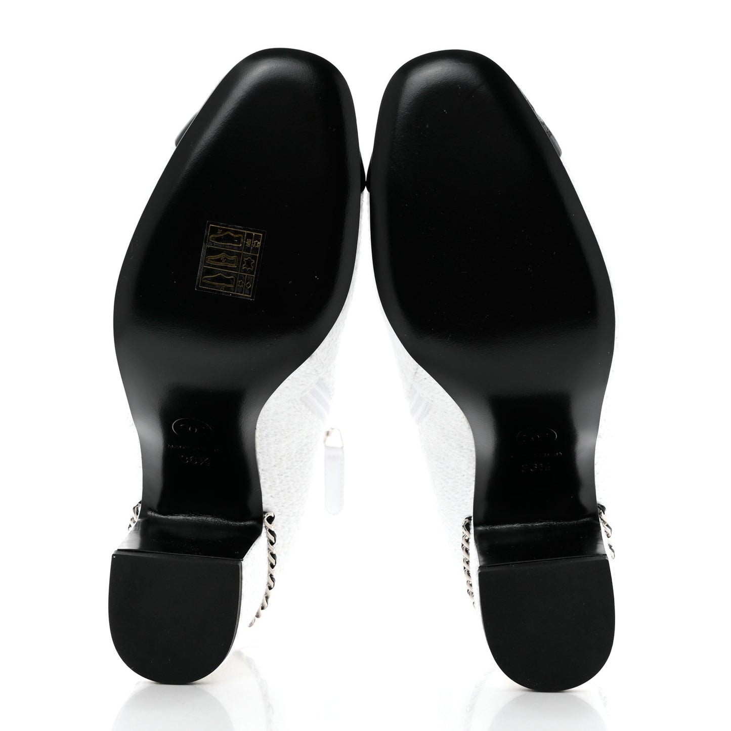 Tweed Cap Toe CC Ankle Boots 36.5 White Black