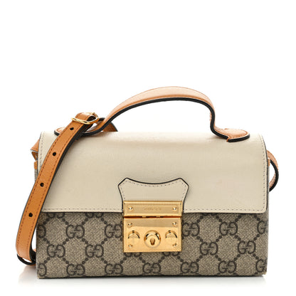Gucci GG Supreme Monogram New Sakai Calfskin Mini Padlock Top Handle Shoulder Bag Beige Ebony Mystic White Sun Oil 1 of 11