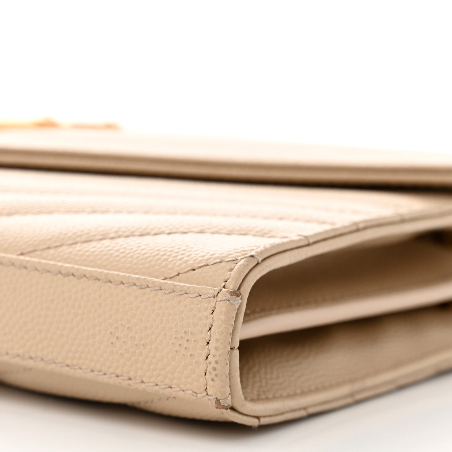 Grain De Poudre Matelasse Chevron Monogram Chain Wallet  Nude Powder