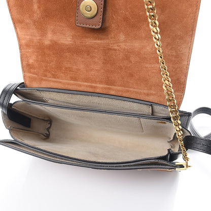 Chloe Suede Calfskin Floral Patchwork Studded Small Faye Shoulder Bag Black Brown 5 of 8