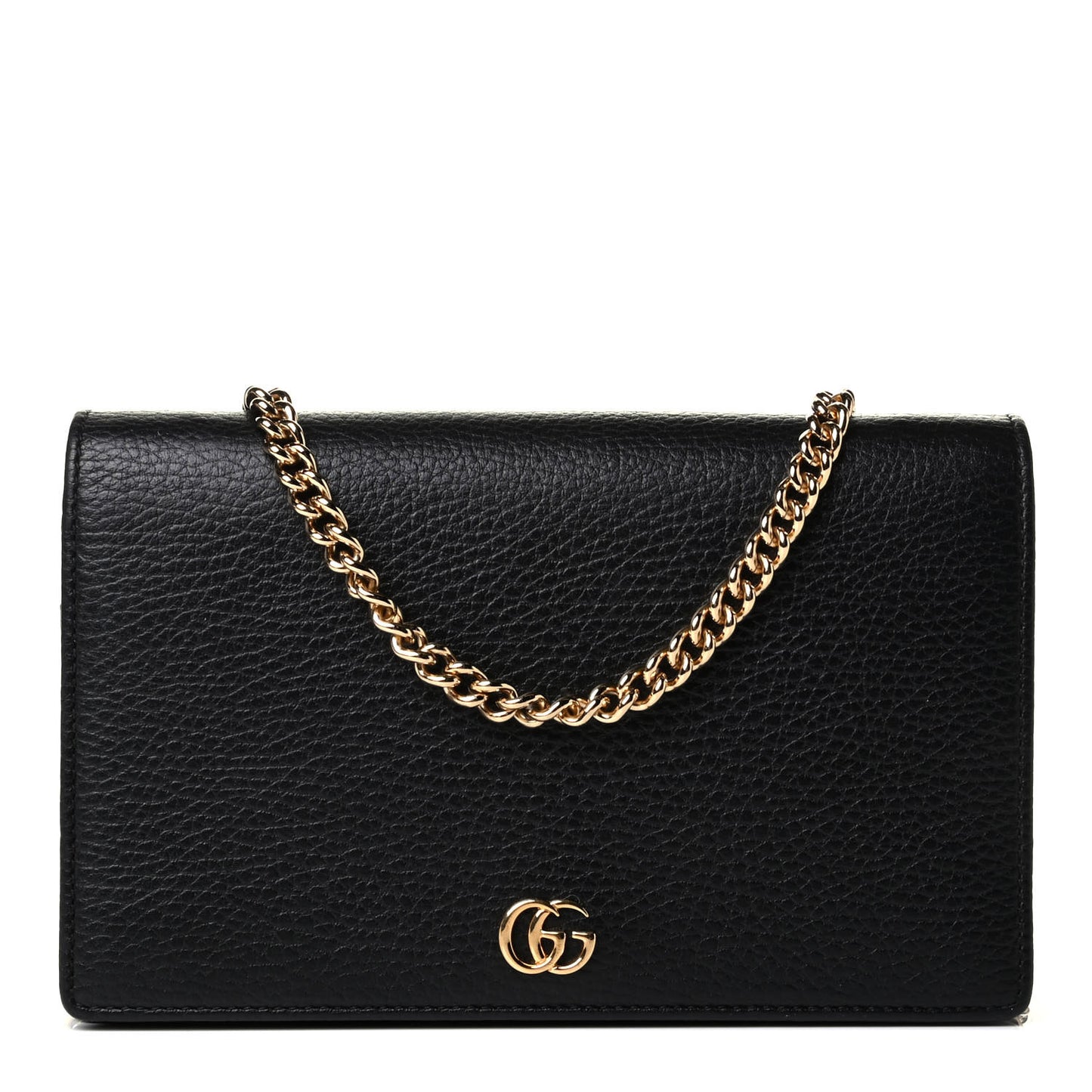 Calfskin Mini GG Marmont Chain Wallet Black
