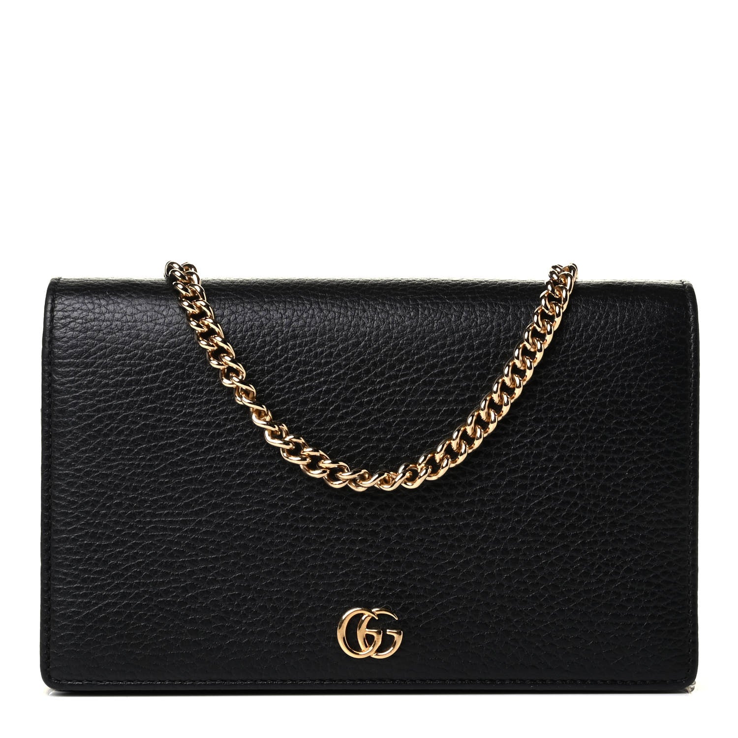 Gucci Calfskin Mini GG Marmont Chain Wallet Black 1 of 5