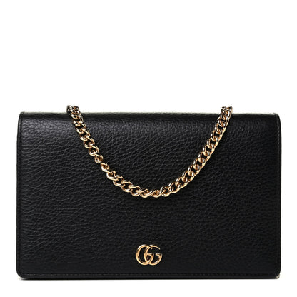 Gucci Calfskin Mini GG Marmont Chain Wallet Black 1 of 5