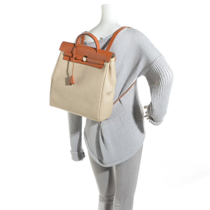 Hermes Toile Vache Calfskin Herbag 30 PM Backpack Natural 7 of 14