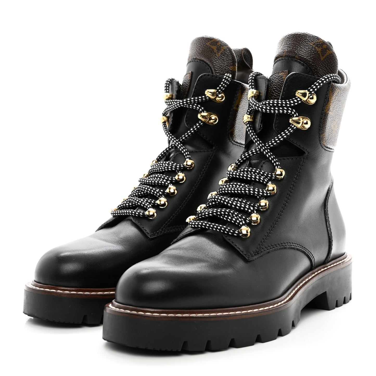 Calfskin Monogram Territory Flat Ranger Boots 37.5 Black
