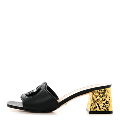 Gucci Cosmos Softy Calfskin Interlocking G Cut Out 55mm Slide Sandals 41 Black 1 of 9