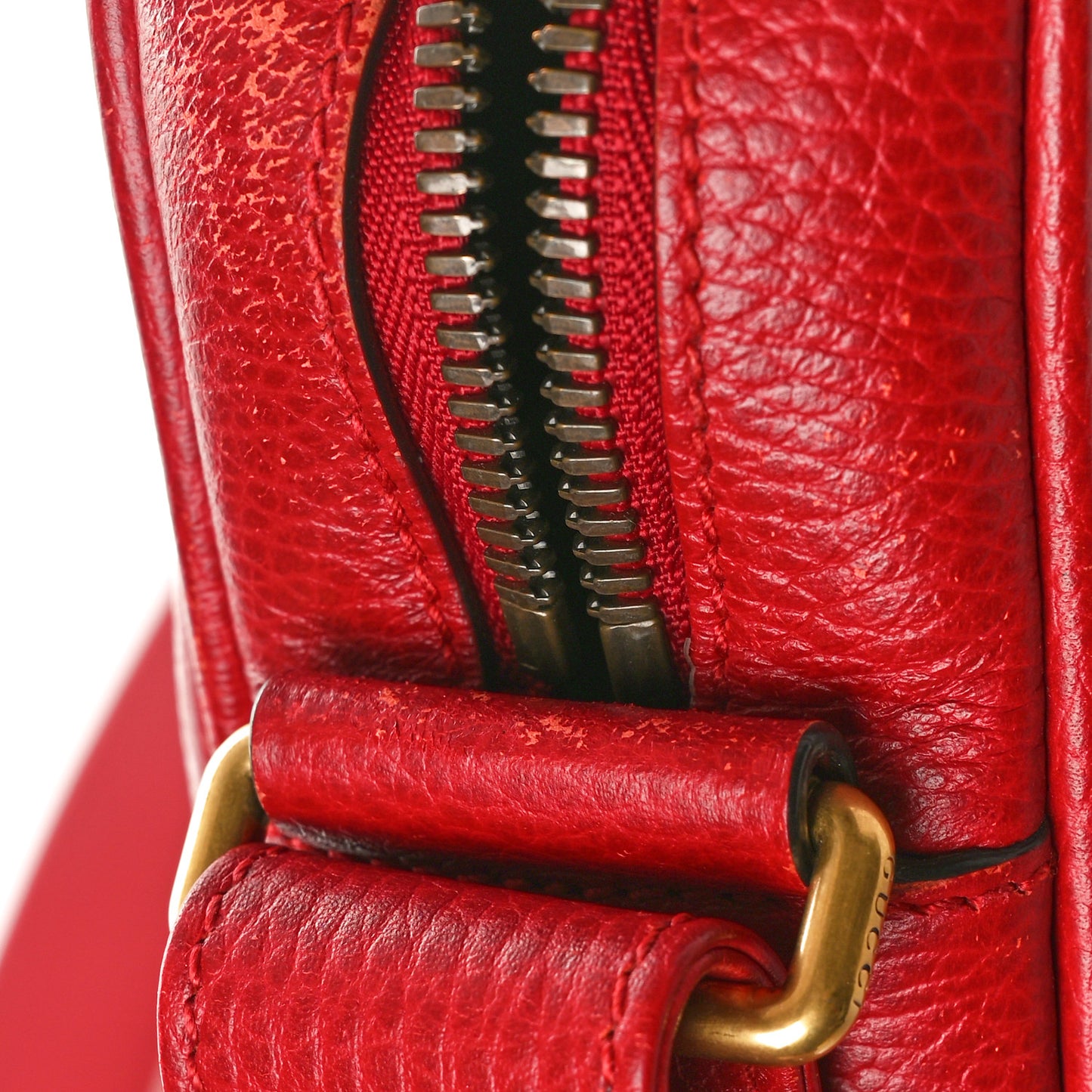 Grained Calfskin Logo Messenger Bag Hibiscus Red