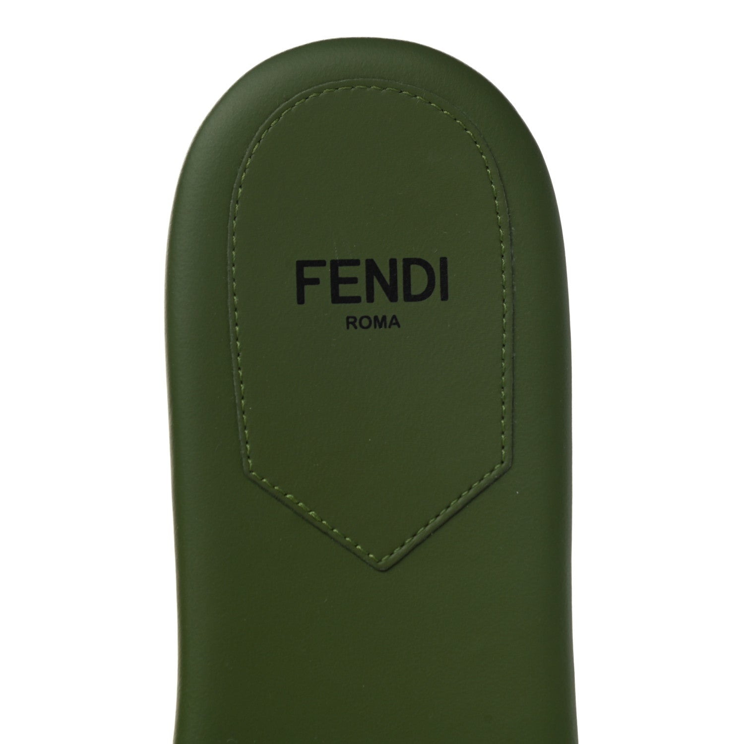 Fendi Vitello Cuoio Baguette Flat Slide Sandals 37.5 Verde 7 of 8