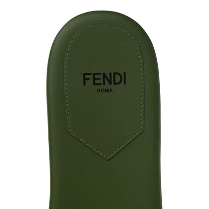 Fendi Vitello Cuoio Baguette Flat Slide Sandals 37.5 Verde 7 of 8