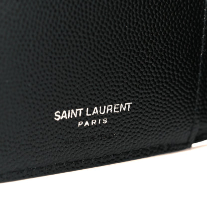 Saint Laurent Grain De Poudre Matelasse Chevron Monogram Zipped Two-Part Wallet Black 7 of 11