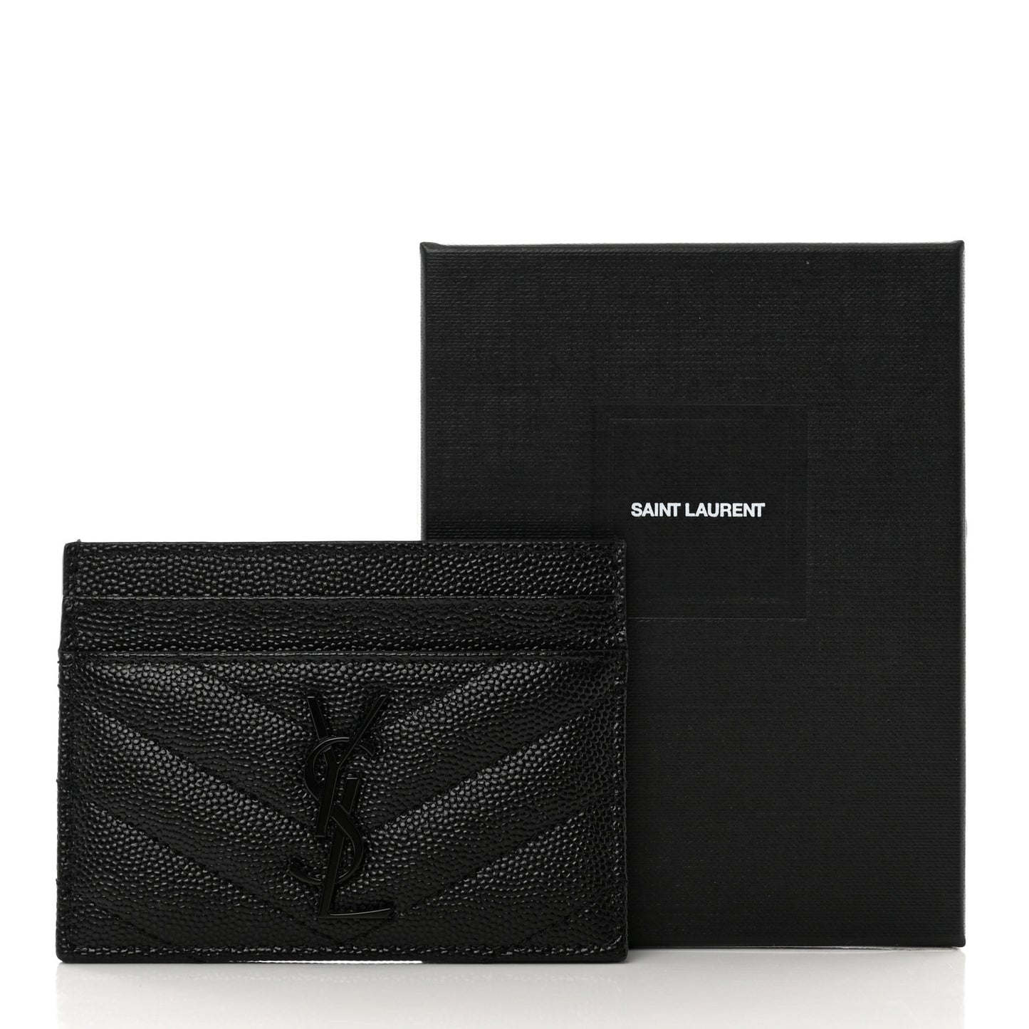 Grain De Poudre Matelasse Chevron Monochrome Monogram Credit Card Case Black
