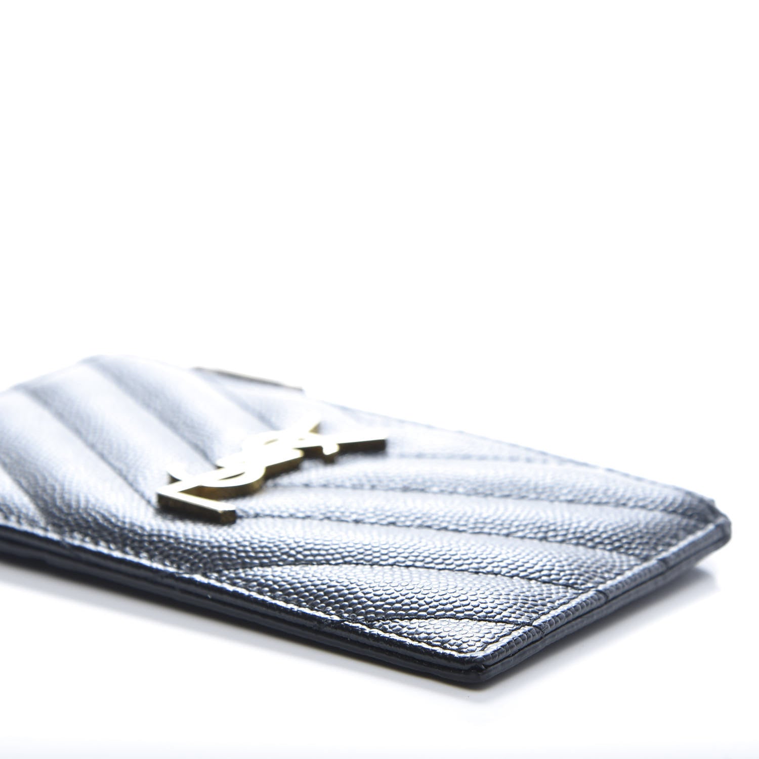 Saint Laurent Monogram Grain de Poudre 5 Fragments Zip Pouch Card Holder Black 9 of 11