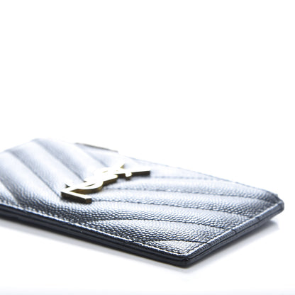 Saint Laurent Monogram Grain de Poudre 5 Fragments Zip Pouch Card Holder Black 9 of 11