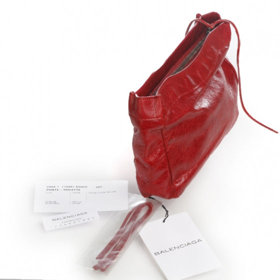 Chevre Porte Toilette Makeup Clutch True Red