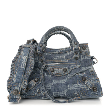 Balenciaga Denim BB Monogram Neo Cagole Handbag XS Blue 1 of 10