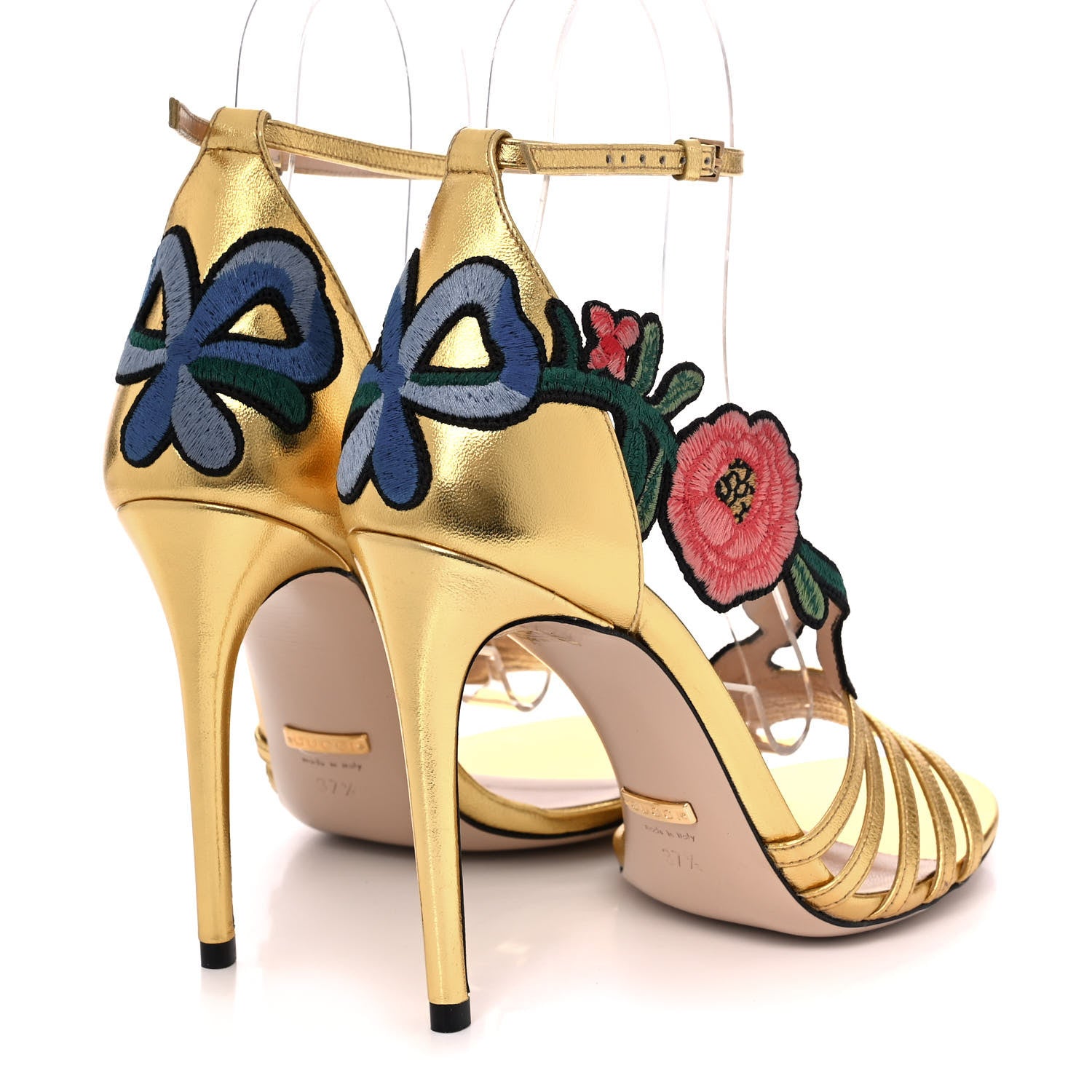 Gucci Metallic Nappa Ophelia High Heel Sandals 37.5 Gold 4 of 11