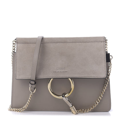 Chloe Calfskin Suede Mini Chain Faye Shoulder Bag Motty Grey 1 of 9